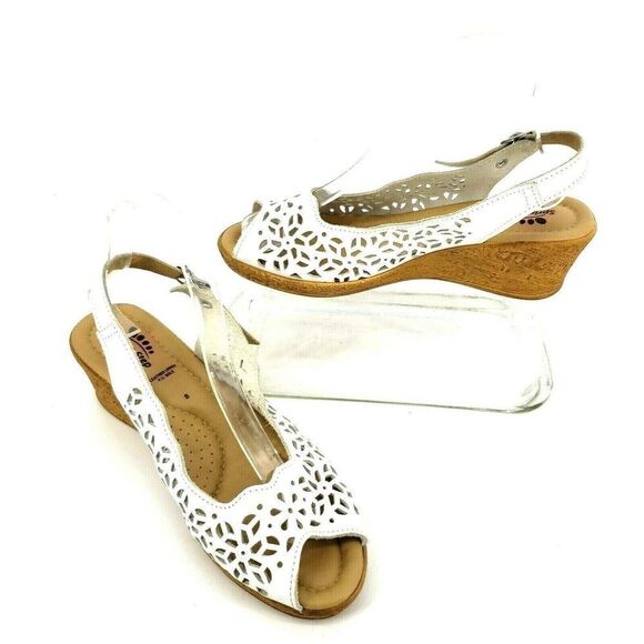 Spring Step Sandals White Wedge Slingback Size 8 - Picture 9 of 9